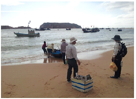 Ảnh: Quan trắc môi trường nước biển ven bờ và trầm tích biển tại khu vực đảo Hòn Khô, xã Nhơn Hải