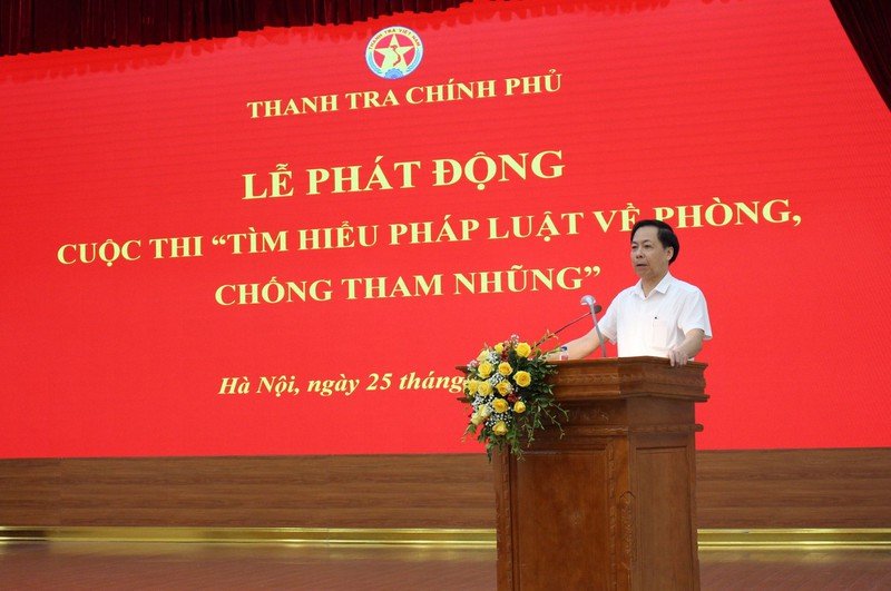 Ảnh: Phó Tổng Thanh tra Chính phủ Trần Ngọc Liêm phát biểu chỉ đạo tại lễ phát động Cuộc thi (nguồn: thanhtra.com.vn)